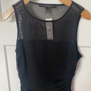 Ruched Mesh Top XS WHBM Black NWT sexy
